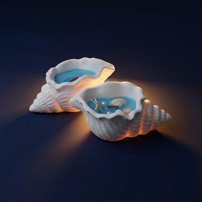 Ocean's Whisper Candle in Jesmonite Shell — Wind-Down Ritual
