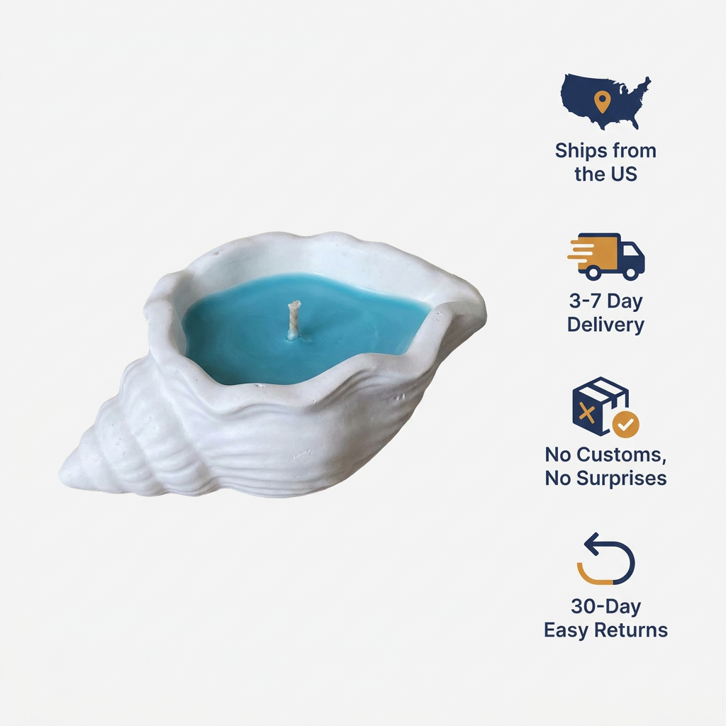 Ocean's Whisper Candle in Jesmonite Shell — Wind-Down Ritual
