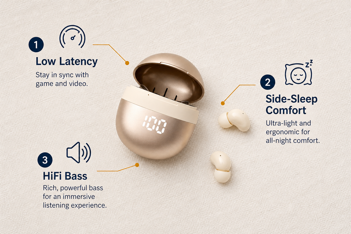 The Side Sleeper Buds — Low-Profile Wireless Earbuds